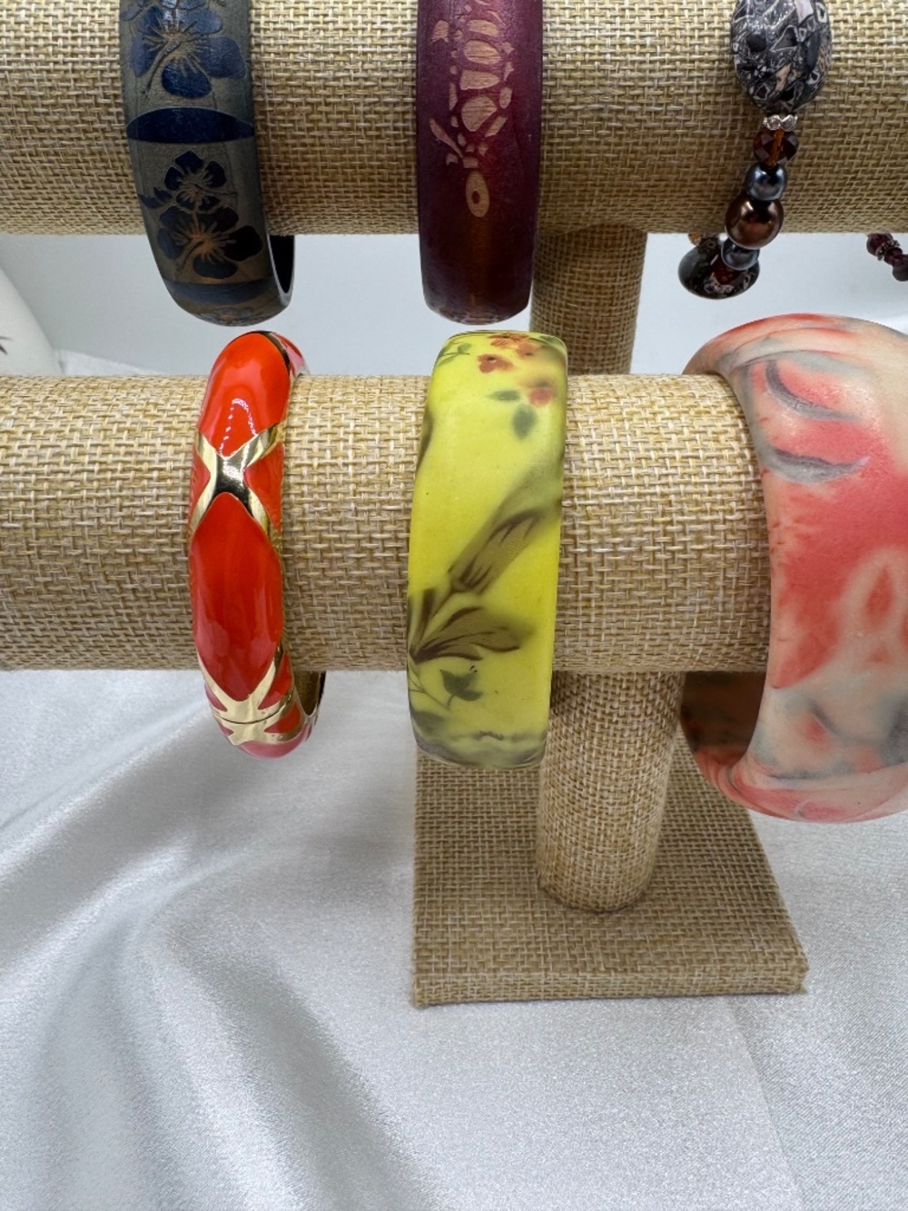 Vintage Mixed Bracelet Lot Resin Bangle Beaded Stretch 8 Bracelets Boho - Picture 2 of 10
